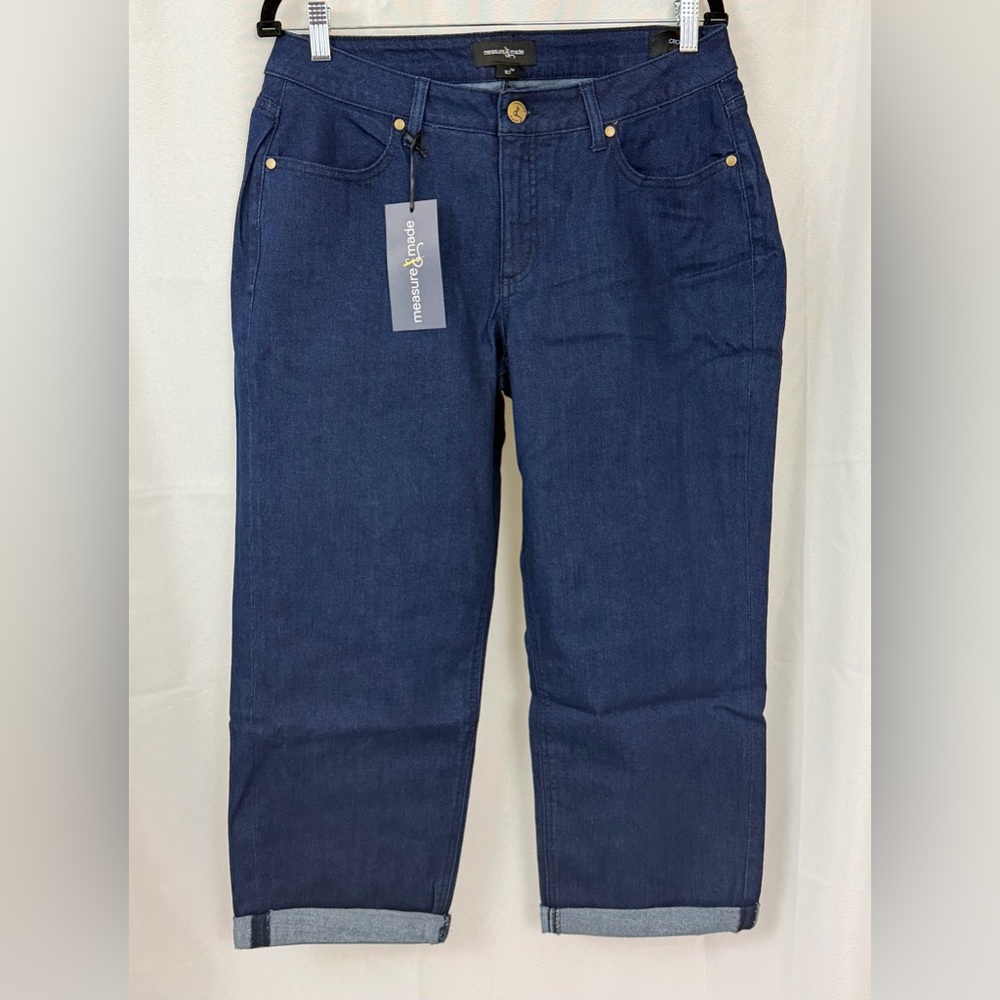 Measure & Made Dark Rinse Wash Rolled Crop Curvy Fit Mid Rise Jean Size 18 NWT